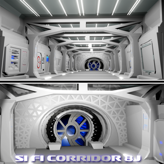 sifi corridor 8j 3D 模型 .c4d .max .obj .3ds .fbx .stl .blend 