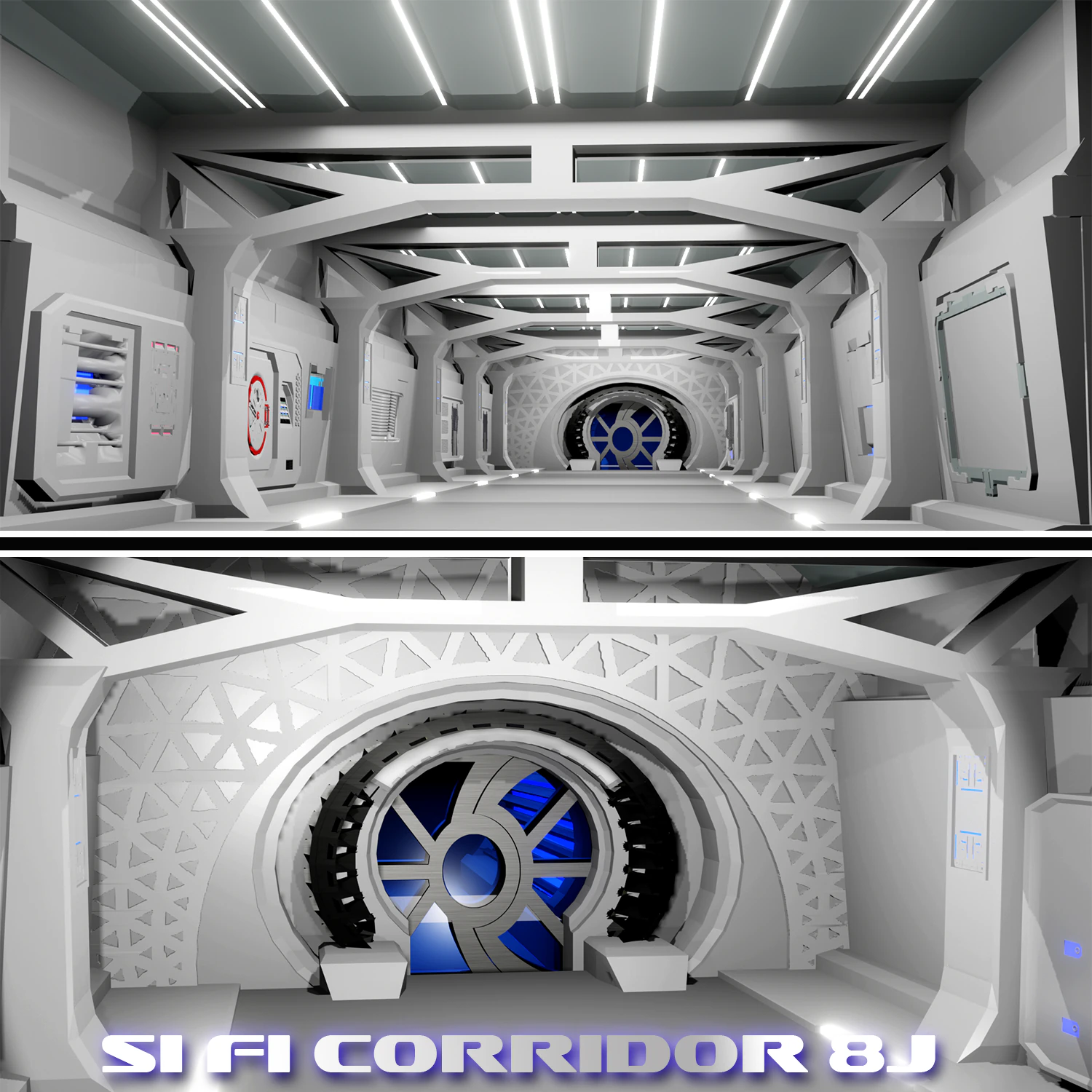 Sifi-Korridor 8j 3D Modell .c4d .max .obj .3ds .fbx .stl .blend 