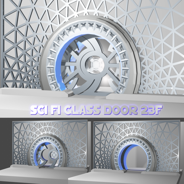 sci fi glass door 23f 3D Model .c4d .max .obj .3ds .fbx .stl .blend 