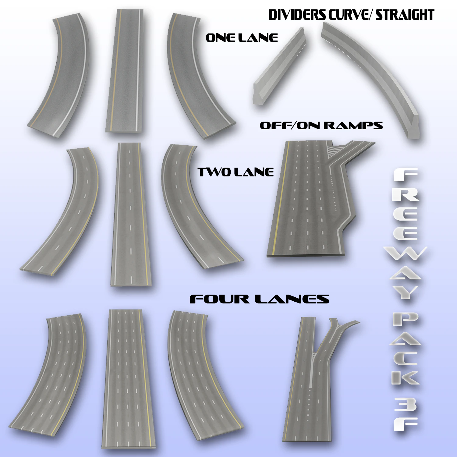 feeway pack 3f 3D Model .c4d .max .obj .3ds .fbx .stl .blend 