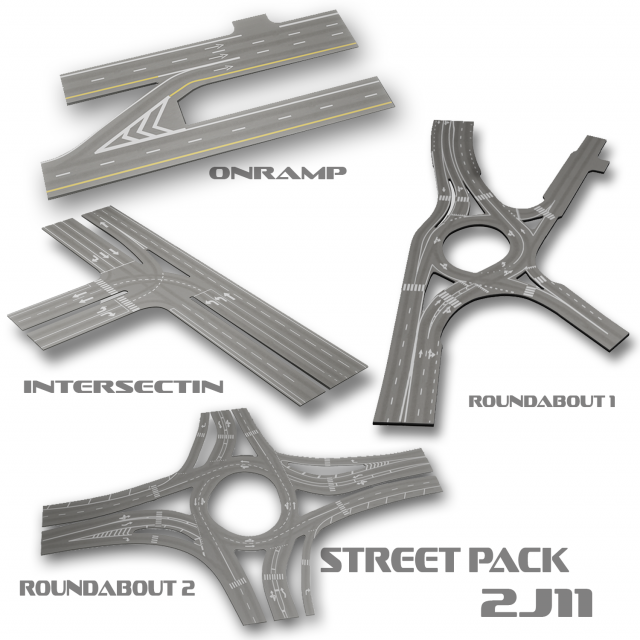 street pack 2j11 - blend- fbx Model 3D .c4d .max .obj .3ds .fbx .stl .blend 