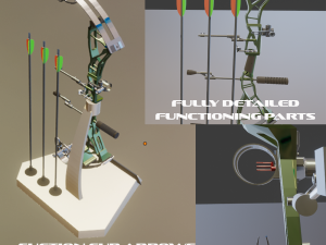 mini compound bow - trophy fully functional Modèles 3D en vedette
