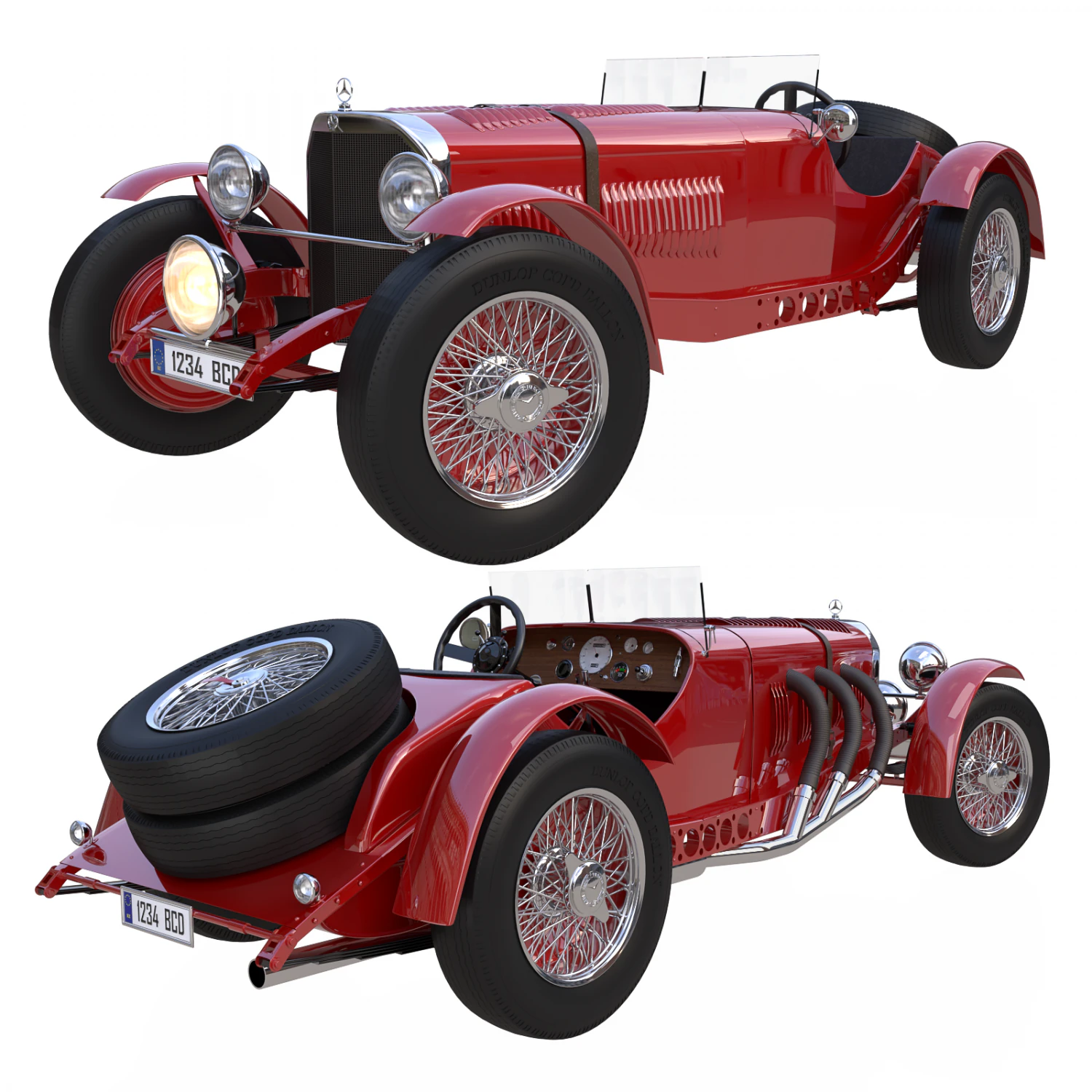 mercedes-benz sskl 1929 3D Model .c4d .max .obj .3ds .fbx .stl .blend