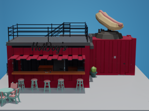 cartoon hot dogs low poly 3D 模型