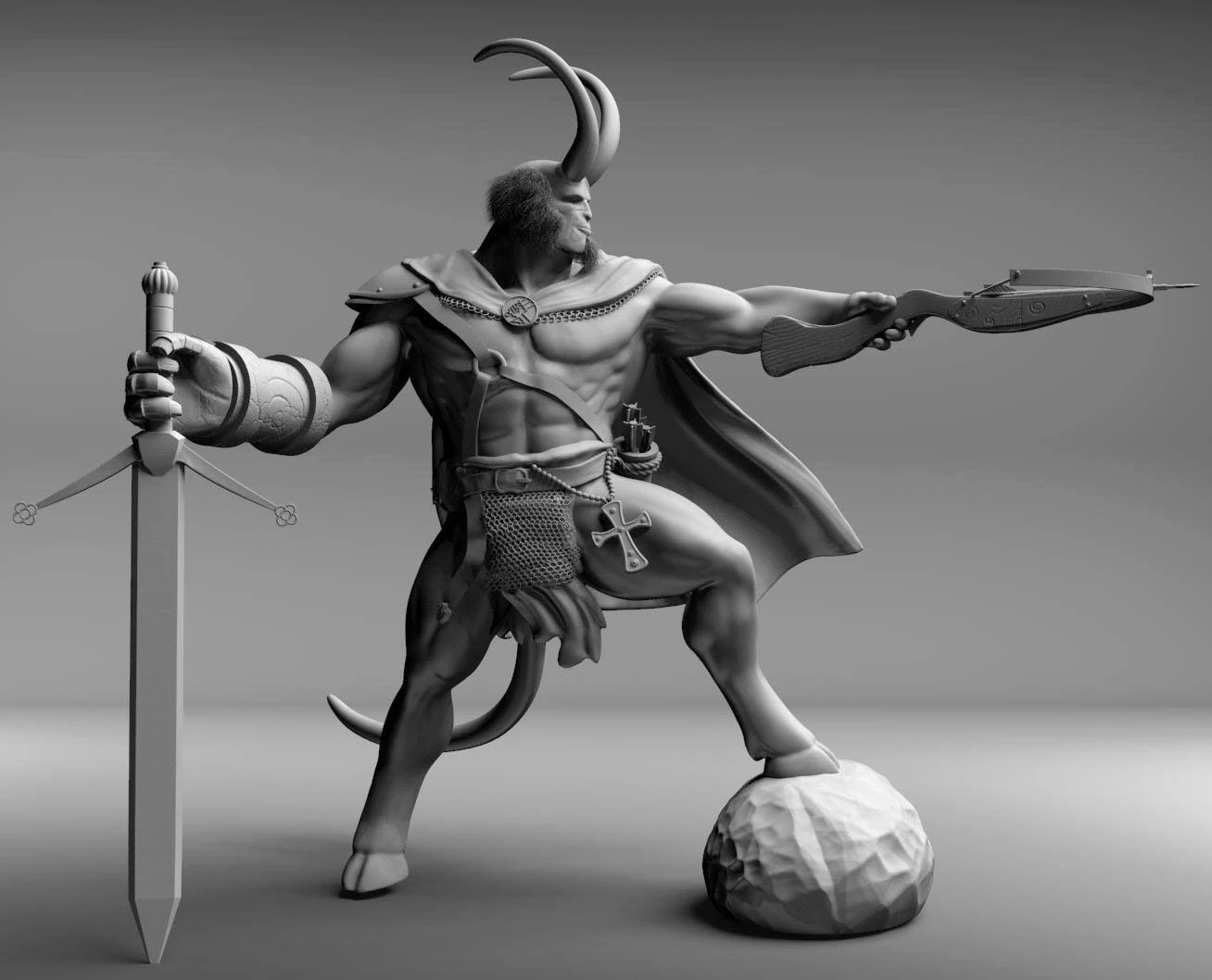 hellboy statue 3D Model .c4d .max .obj .3ds .fbx .stl .blend 