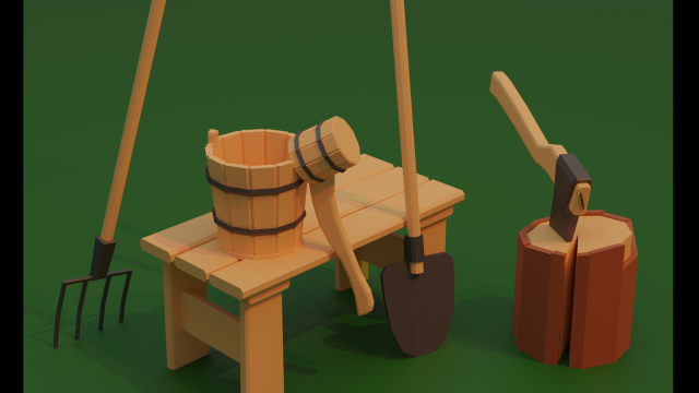 rustic utensil bathhouse 3D Модель .c4d .max .obj .3ds .fbx .stl .blend 