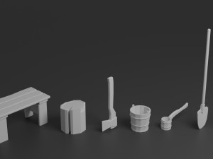 rustic utensil bathhouse 3D Модель