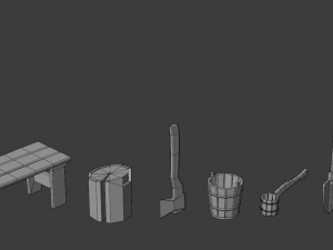 rustic utensil bathhouse 3D Модель