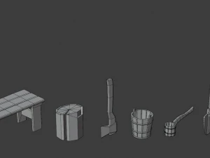 rustykalna łaźnia naczyniowa Model 3D