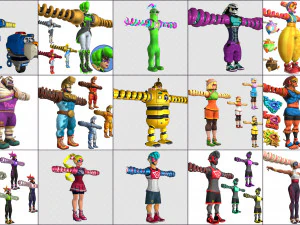 cartoon - collection characters objects items 3D Model
