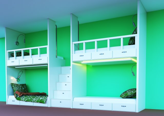 bunk bed Model 3D .c4d .max .obj .3ds .fbx .stl .blend 