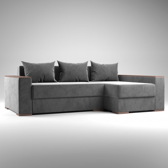 corner sofa gray textile verona 3D Modell .c4d .max .obj .3ds .fbx .stl .blend 