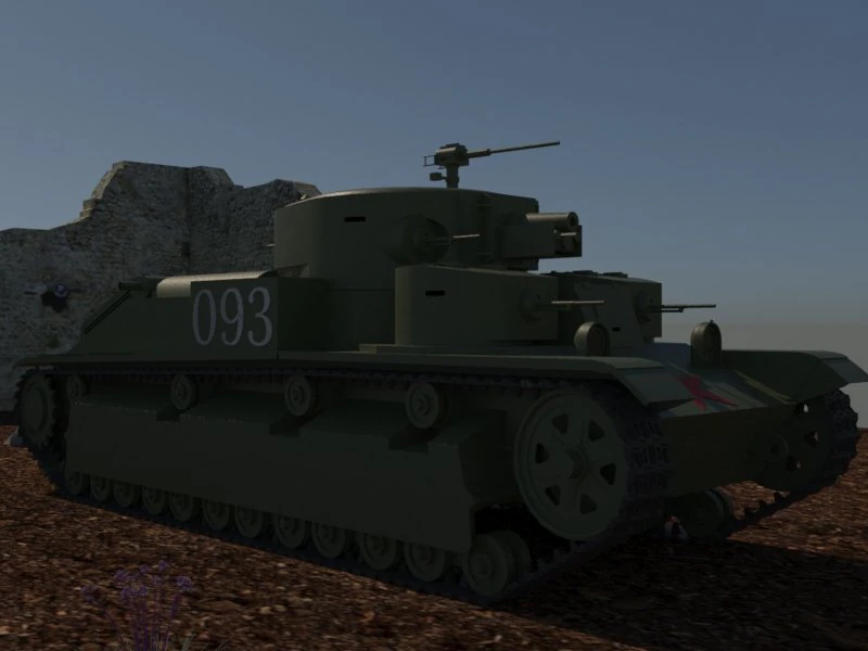 t-28 soviet 3D Model .c4d .max .obj .3ds .fbx .stl .blend