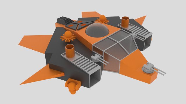 Tethys - s spaceship 3D Model .c4d .max .obj .3ds .fbx .stl .blend 