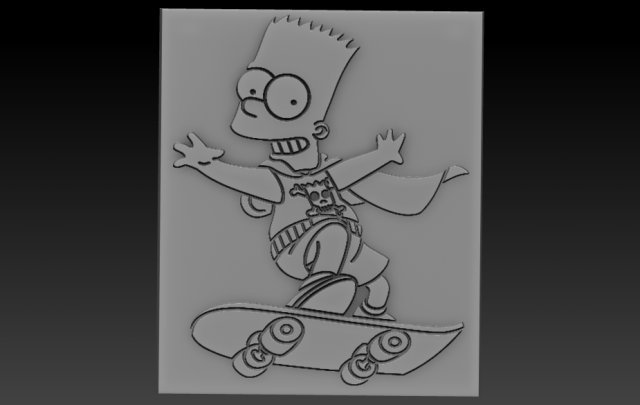 bart simpson relief 3D प्रिंट मॉडल .c4d .max .obj .3ds .fbx .stl .blend 