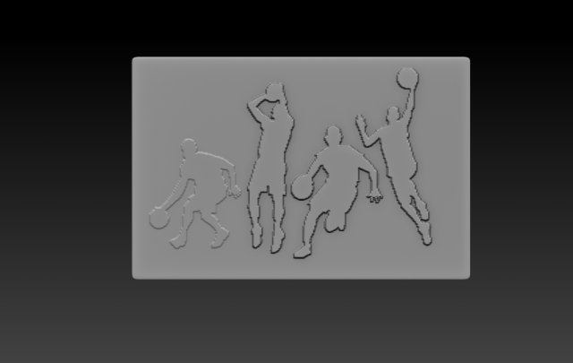 basketballers relief 3D 프린트 모델 .c4d .max .obj .3ds .fbx .stl .blend