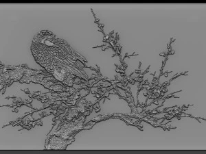 鳥のレリーフ 3Dプリントモデル