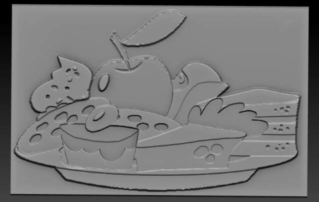 cake-apple relief 3D Print Model .c4d .max .obj .3ds .fbx .stl .blend 
