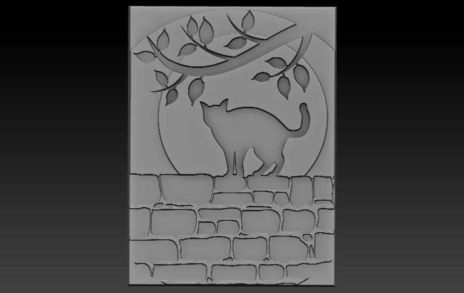 cat relief 3D Print Model .c4d .max .obj .3ds .fbx .stl .blend 
