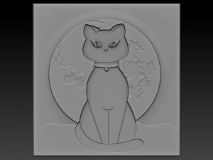 cat relief 3Dプリントモデル