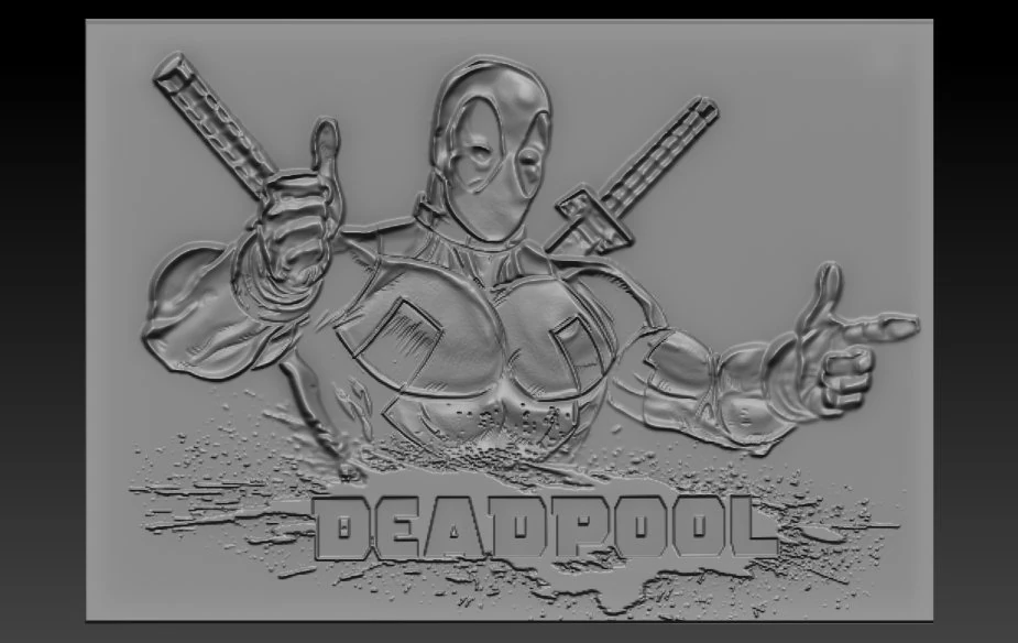 deadpool relief 3D Print Model .c4d .max .obj .3ds .fbx .stl .blend