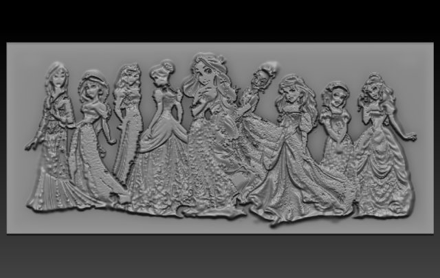 disney princes relief 3D Принт Модель .c4d .max .obj .3ds .fbx .stl .blend 