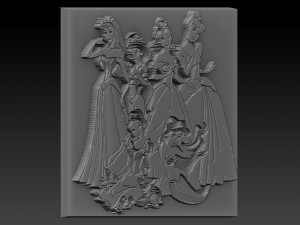 disney princes relief 3D 프린트 모델
