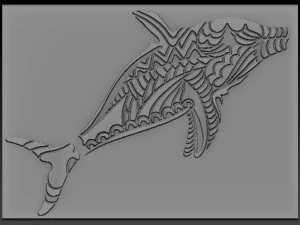 鱼浮雕 3D 打印模型