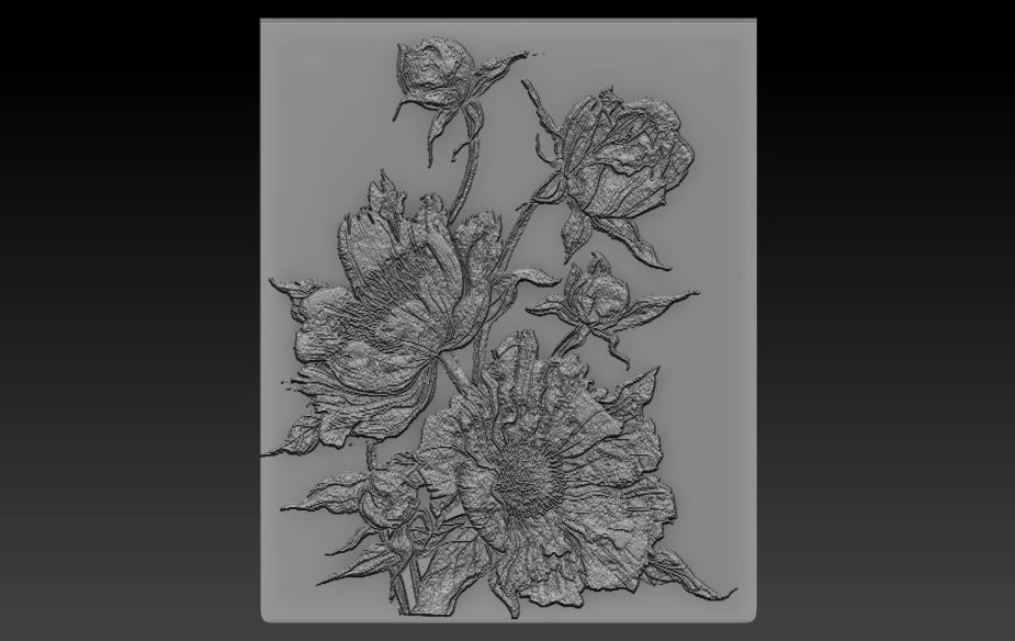flowers relief 3D Print Model .c4d .max .obj .3ds .fbx .stl .blend 