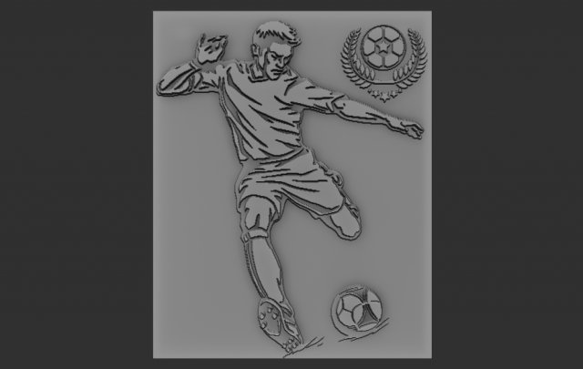 footballer relief 3D-printmodel .c4d .max .obj .3ds .fbx .stl .blend 