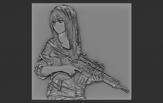girl soldier relief 3D Print Model .c4d .max .obj .3ds .fbx .stl .blend