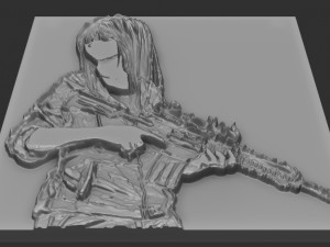 girl soldier relief 3D Print Model
