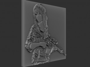 girl soldier relief 3D Print Model
