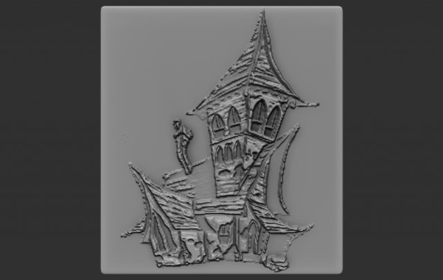 hallowen castle relief 3D 打印模型 .c4d .max .obj .3ds .fbx .stl .blend