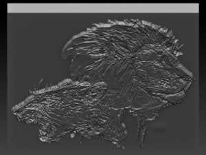 lion head relief 3Dプリントモデル