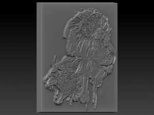 lion head relief 3Dプリントモデル
