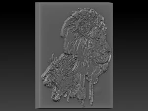 lion head relief 3D Print Model