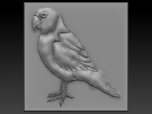 オウムのレリーフ 3Dプリントモデル