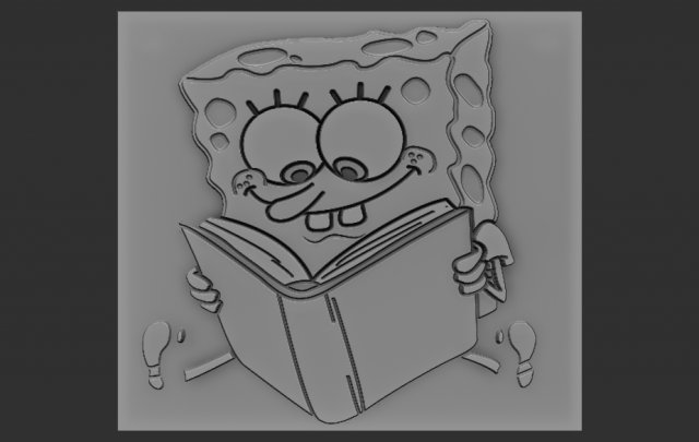 sponge bob relief 3Dプリントモデル .c4d .max .obj .3ds .fbx .stl .blend 