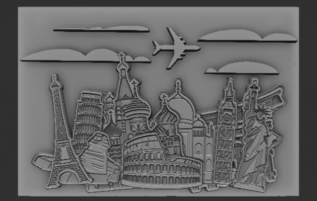 world travel relief 3D 打印模型 .c4d .max .obj .3ds .fbx .stl .blend