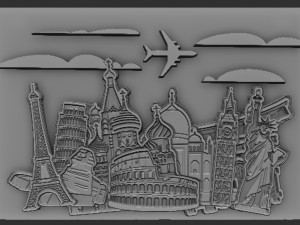 world travel relief 3D प्रिंट मॉडल
