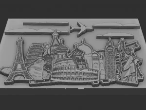 world travel relief 3D Print Model
