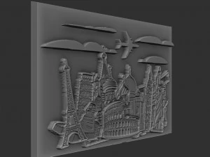 world travel relief 3D Print Model