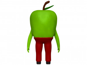 Cartoon Green Apple 3D Model