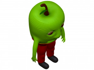 Cartoon Green Apple 3D Model