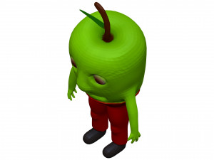 Cartoon Green Apple 3D Model