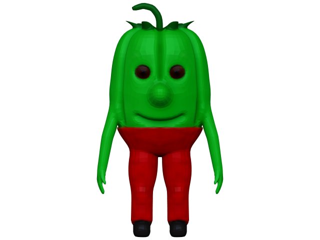 Cartoon Green Pepper 3D 모델 .c4d .max .obj .3ds .fbx .stl .blend 