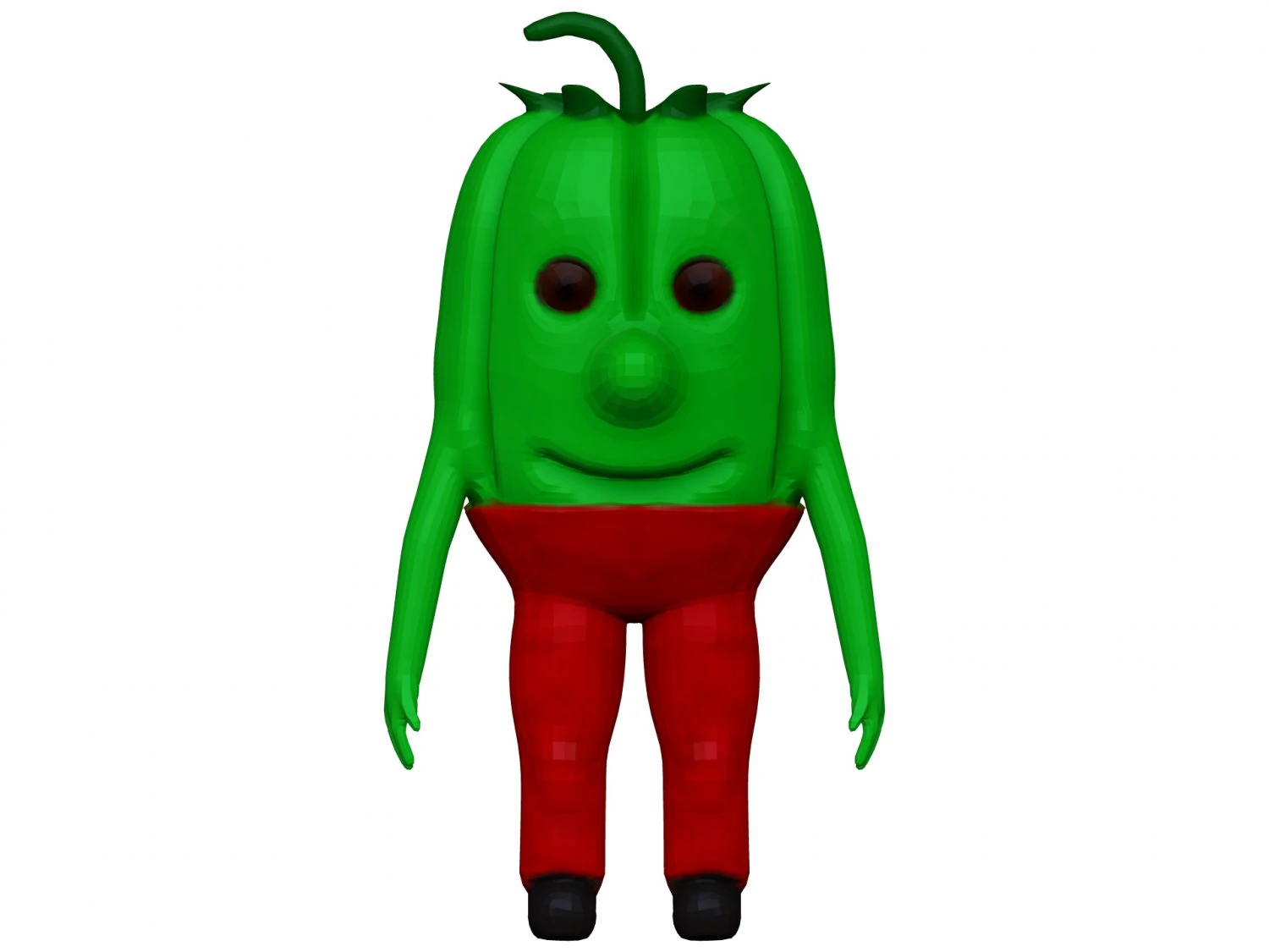 Cartoon Green Pepper 3D Model .c4d .max .obj .3ds .fbx .stl .blend 