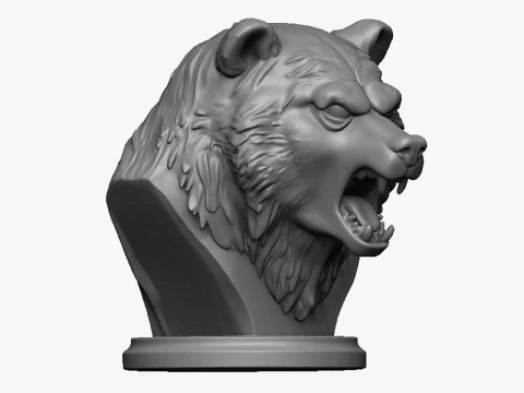 Bear head bust 2 3D Print Model