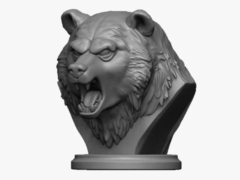 Bear head bust 2 3D Print Model